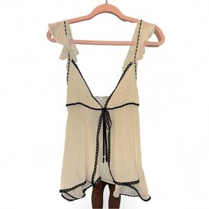 Urban Outfitters Cream Chemise with Black Trim